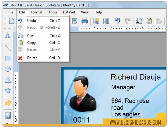 Screenshot of Order ID Card Design Software