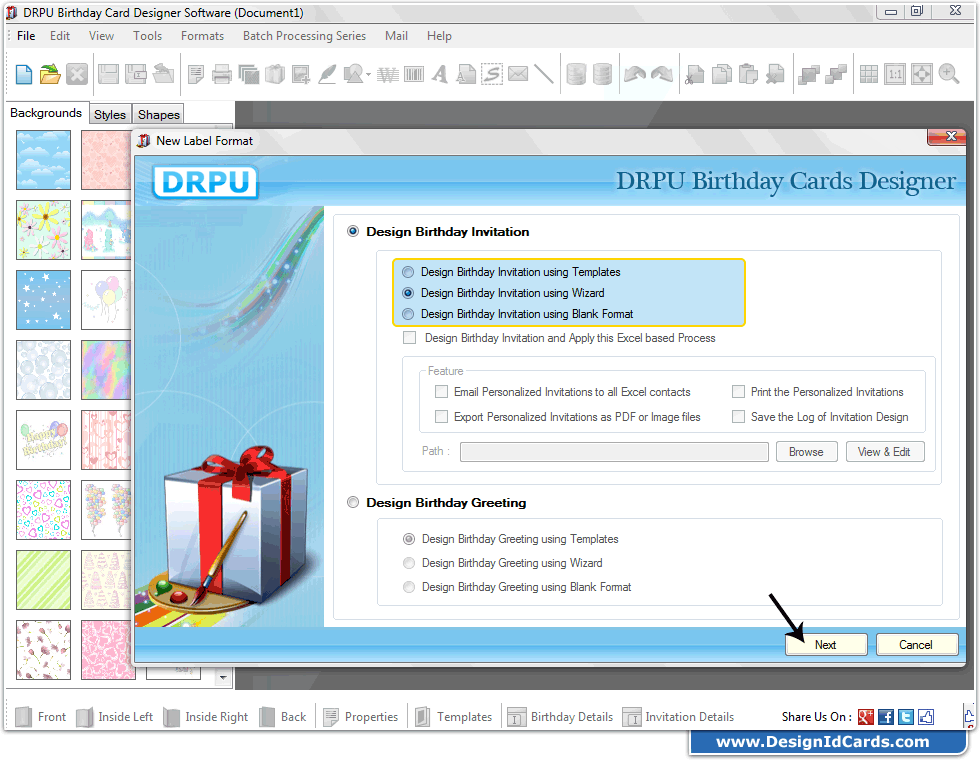 Select any designing mode Select any designing mode
