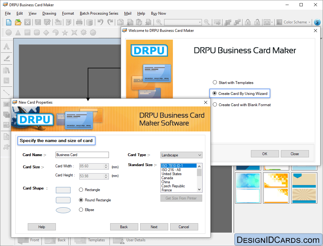 Select card properties Select card properties