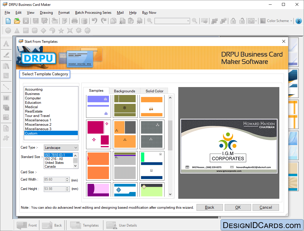 Select Template Category Select Template Category