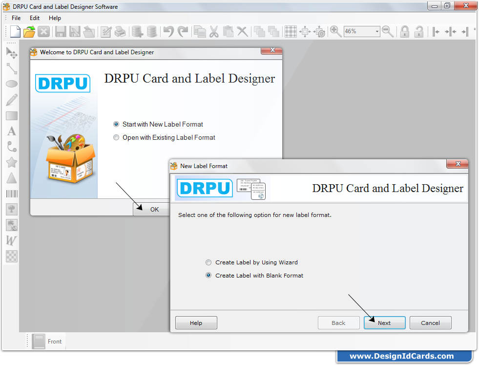 Select Start with New Label Format Select Start with New Label Format