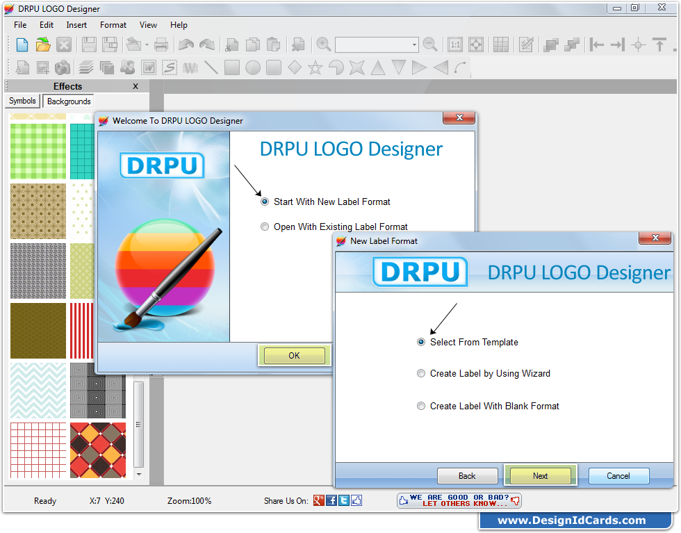 Select Start with New Label Format Select Start with New Label Format