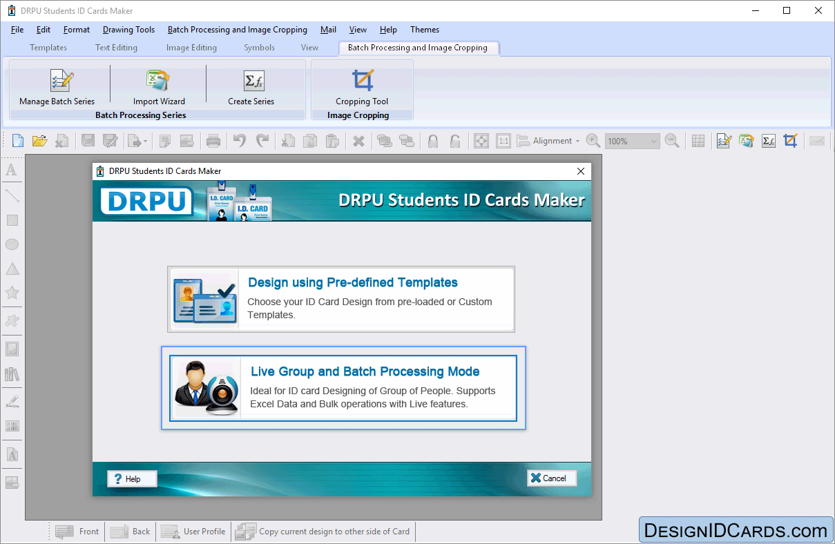 Select any one mode Student ID Card Maker