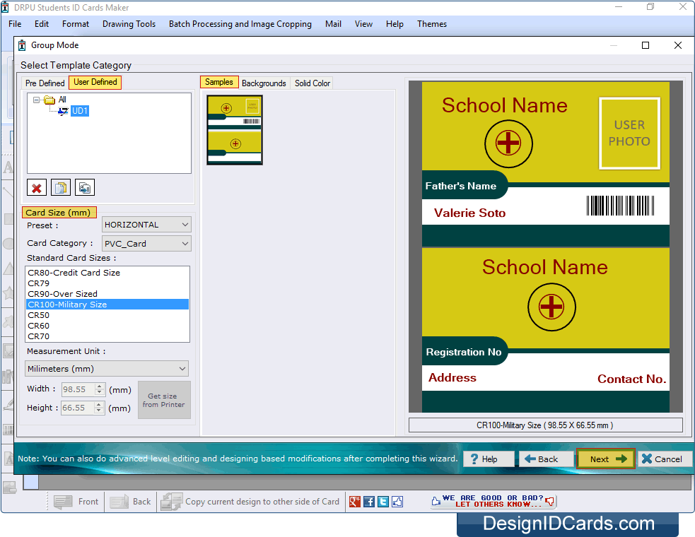 User Defined Template Student ID Card Maker