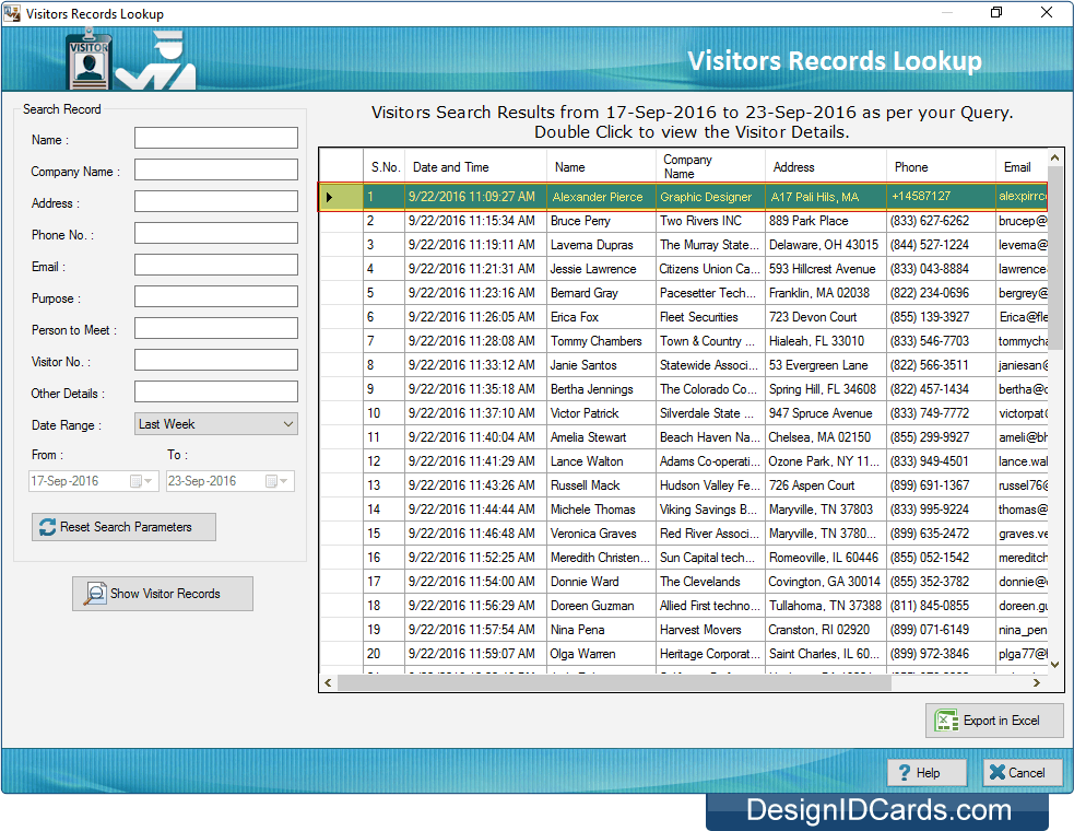 Visitors Records Lookup DRPU Gate Pass ID Cards Maker