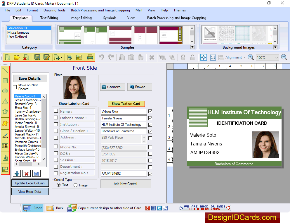 Student ID Card Design Software