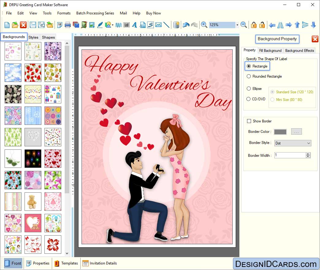 Front view of designed Greeting card