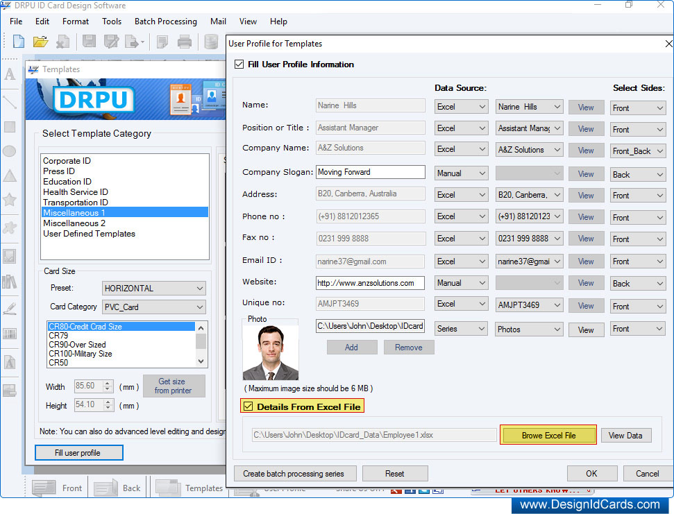 Fill user profile using details from excel file