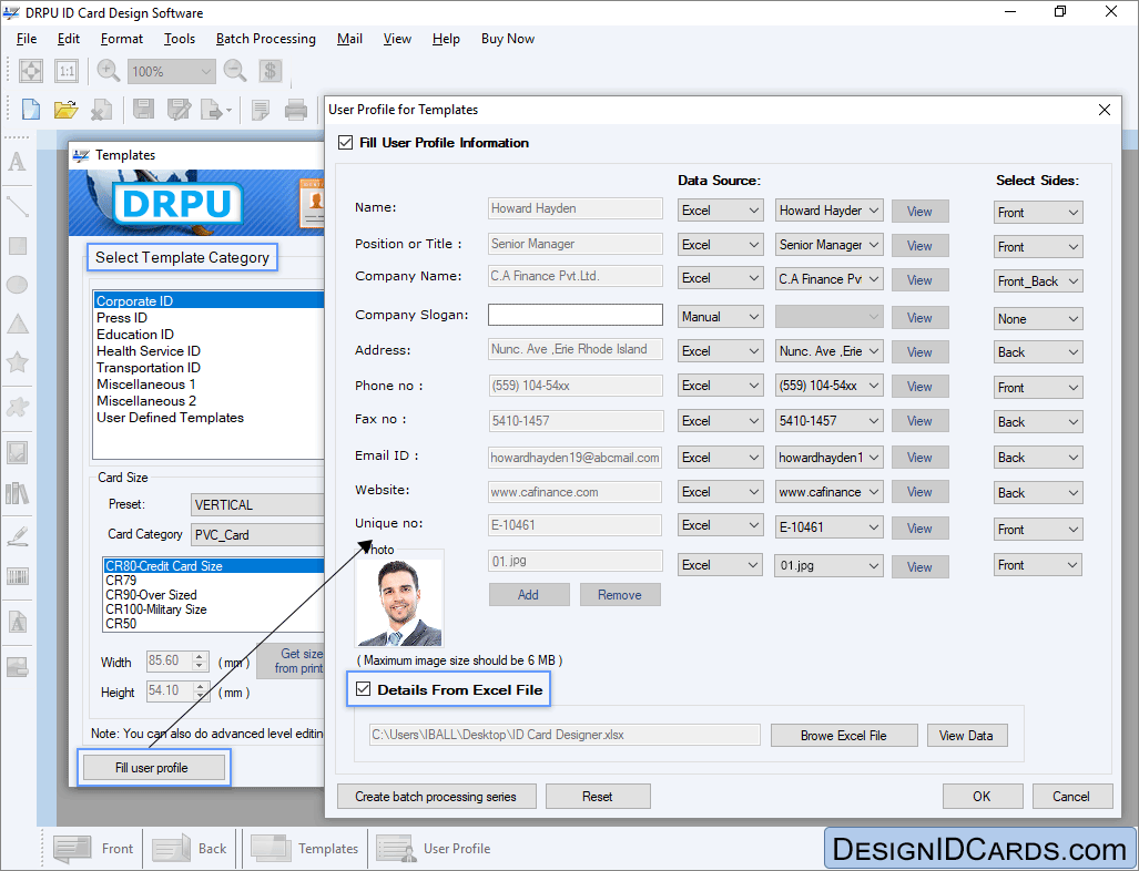 Fill user profile using details from excel file Fill user profile using details from excel file
