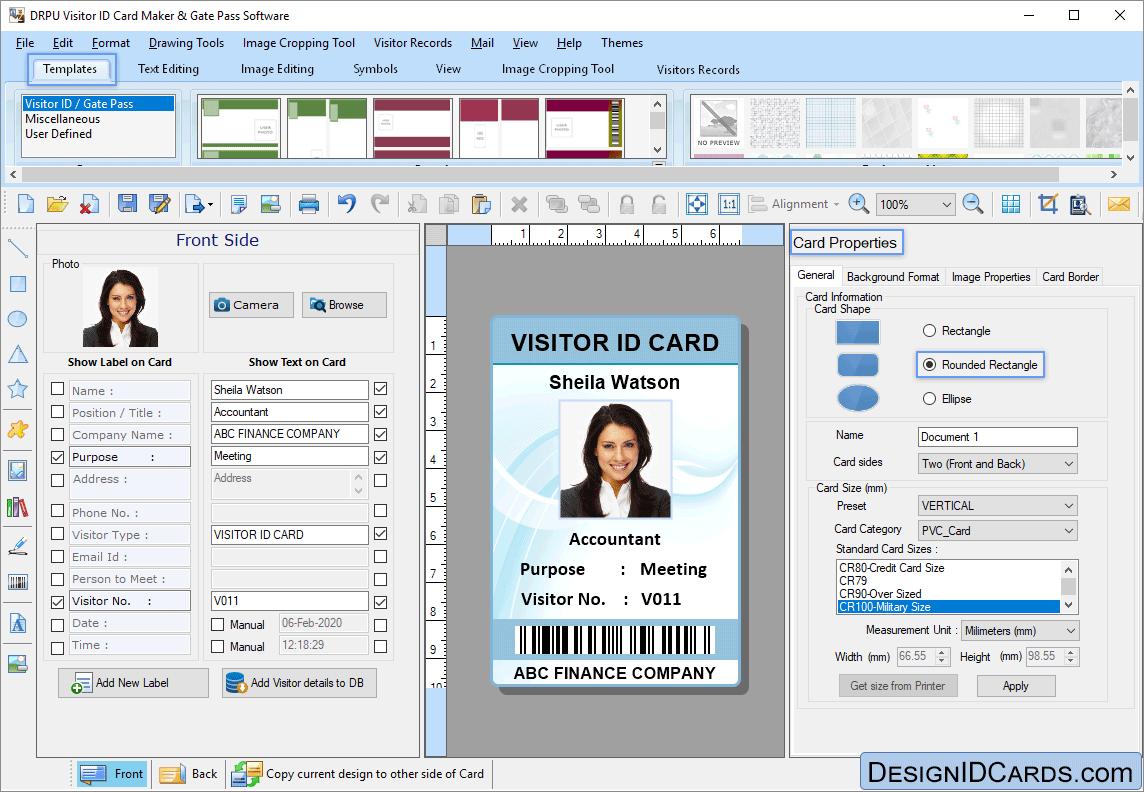 Front Side of the ID Card DRPU Gate Pass ID Cards Maker