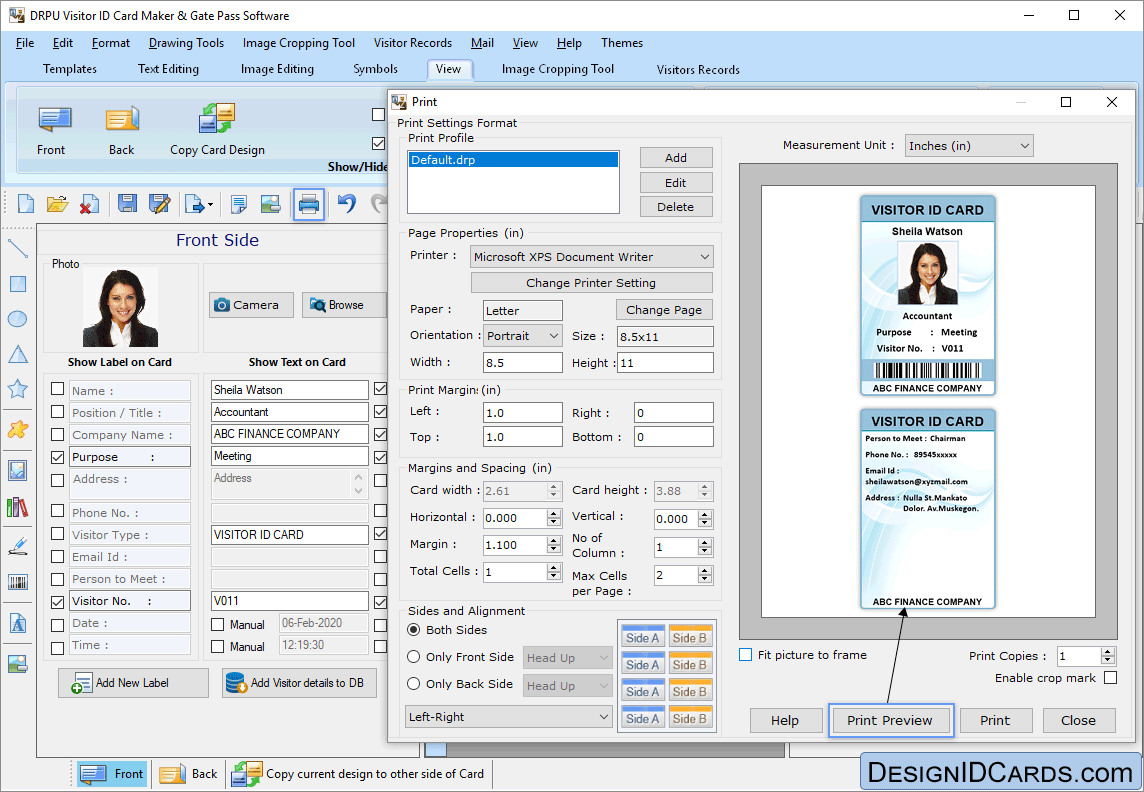 Print Settings DRPU Gate Pass ID Cards Maker